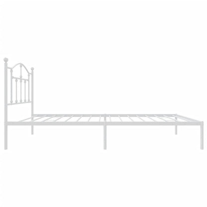 White Metal Bed Frame with Headboard 90x200cm - No Mattress Included