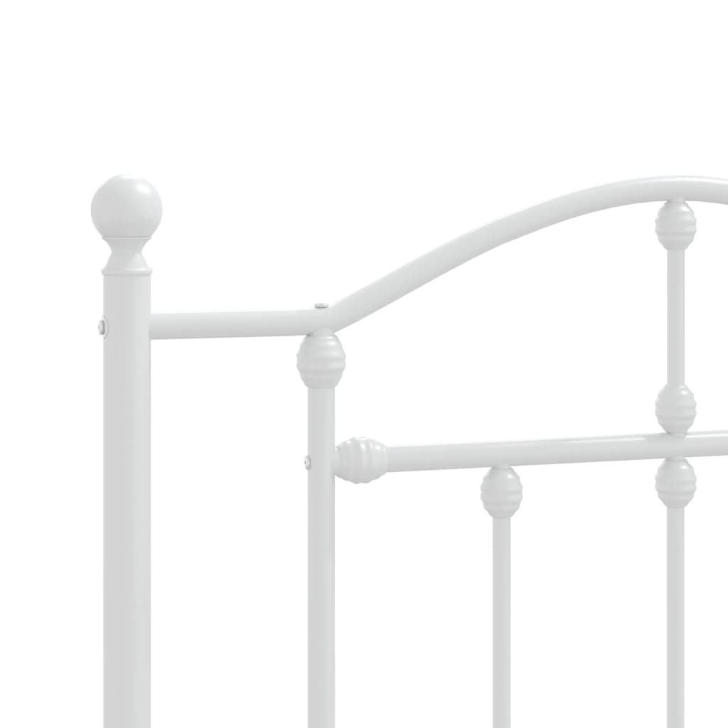 White Metal Bed Frame with Headboard 90x200cm - No Mattress Included