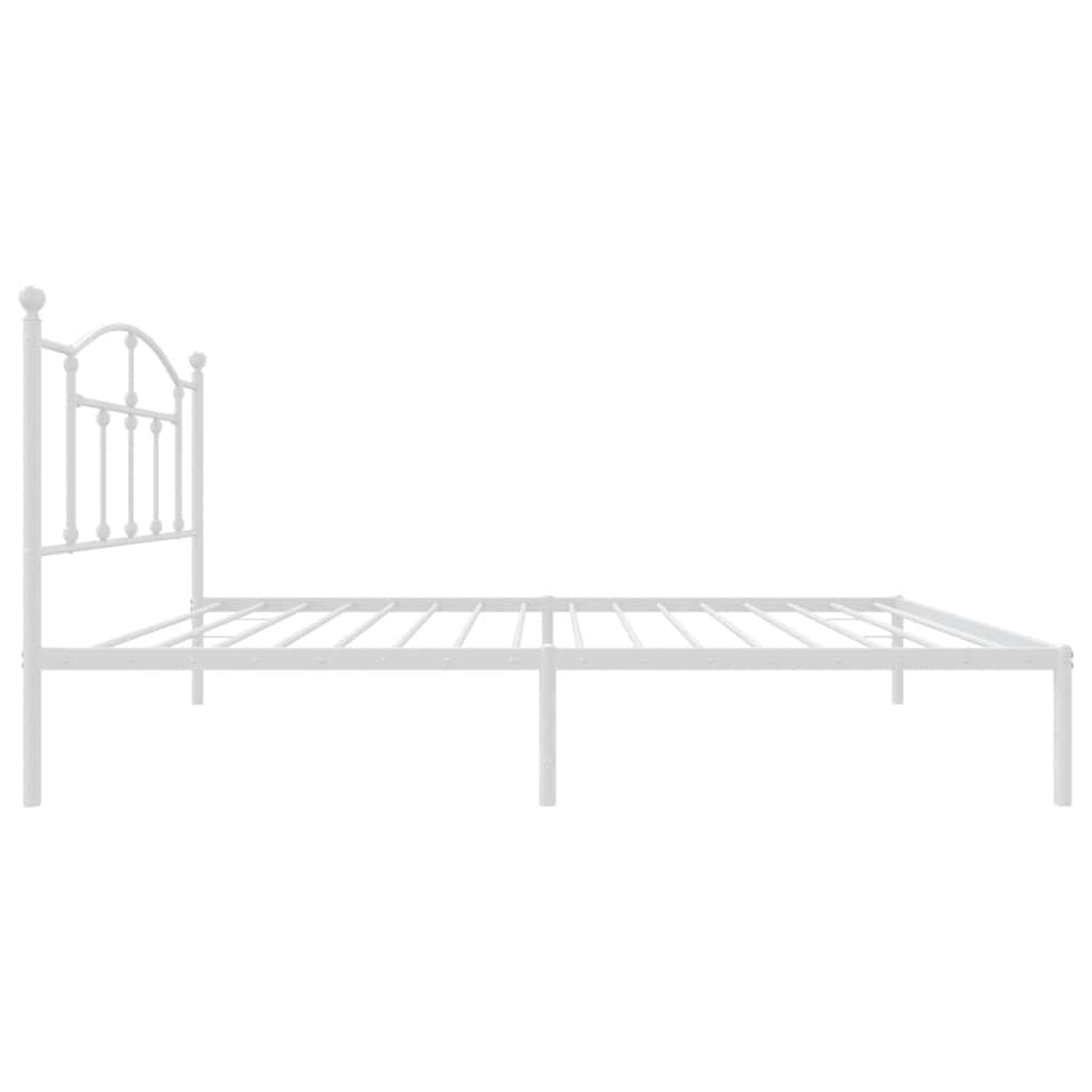 White Metal Bed Frame with Headboard - 100x190cm, No Mattress
