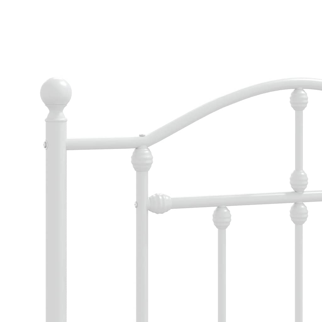 White Metal Bed Frame with Headboard - 100x190cm, No Mattress