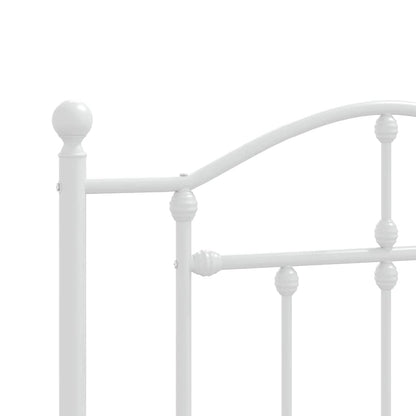 White Metal Bed Frame with Headboard - 100x190cm, No Mattress