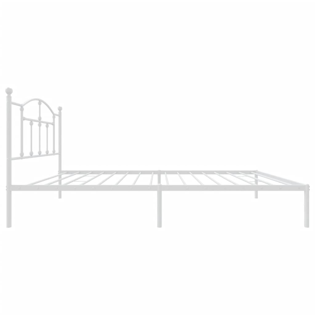 White Metal Bed Frame with Headboard - 107x203cm, No Mattress Included