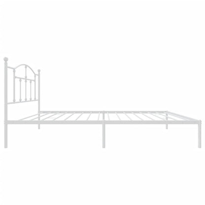 White Metal Bed Frame with Headboard - 107x203cm, No Mattress Included