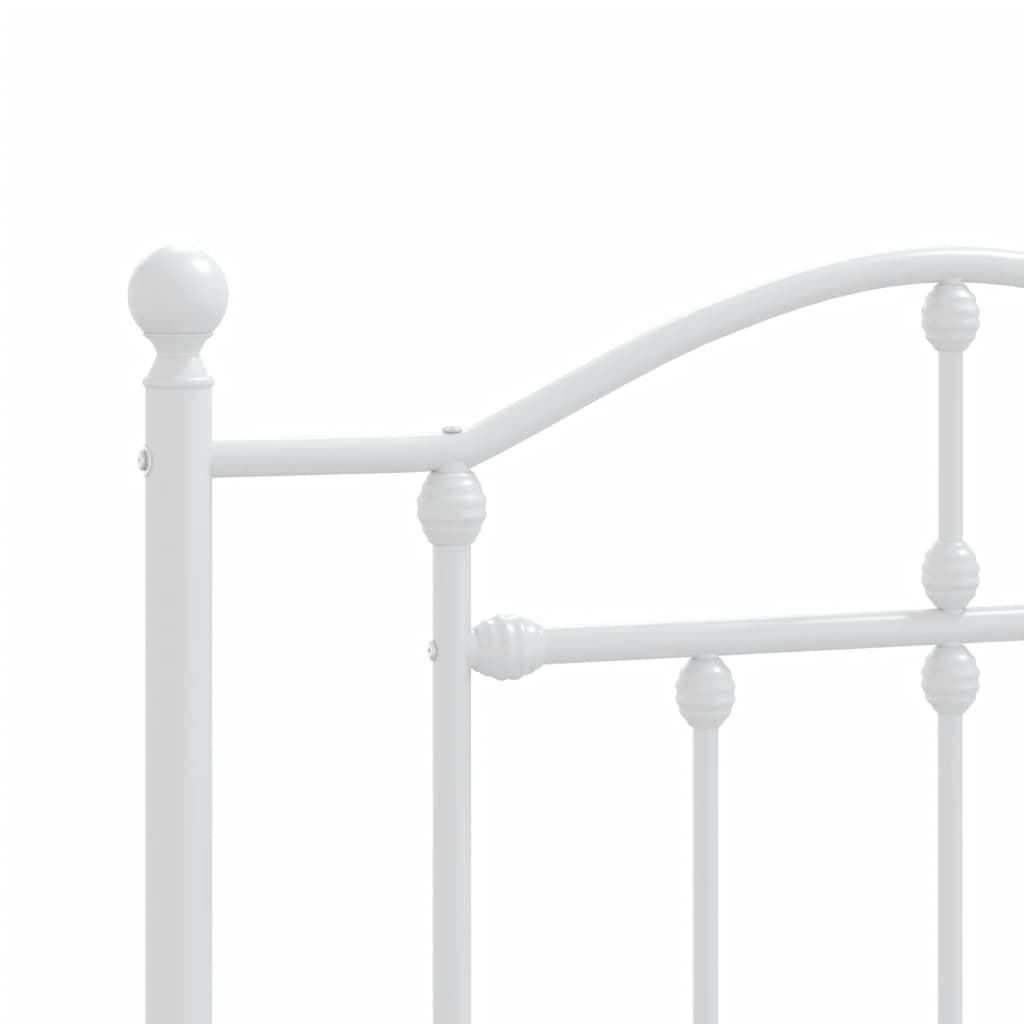 White Metal Bed Frame with Headboard - 107x203cm, No Mattress Included