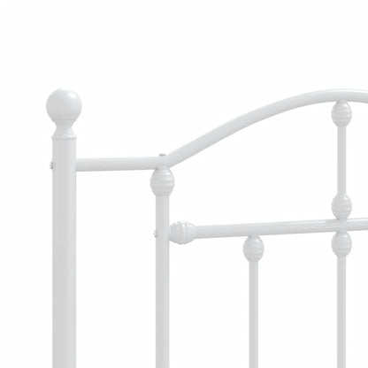 White Metal Bed Frame with Headboard - 107x203cm, No Mattress Included