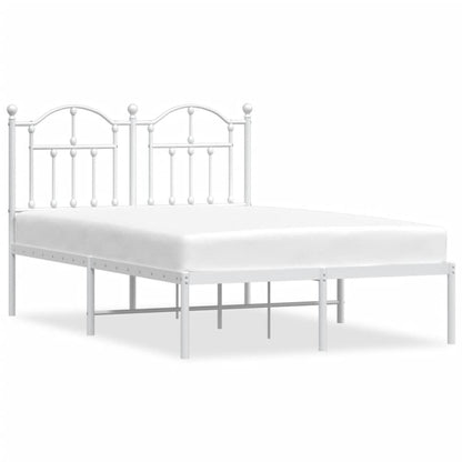 White Metal Bed Frame with Headboard - 120x200cm Mattress-Free