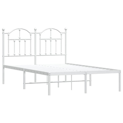 White Metal Bed Frame with Headboard - 120x200cm Mattress-Free