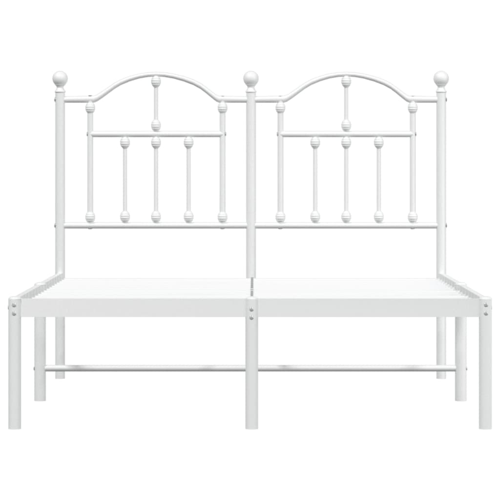 White Metal Bed Frame with Headboard - 120x200cm Mattress-Free