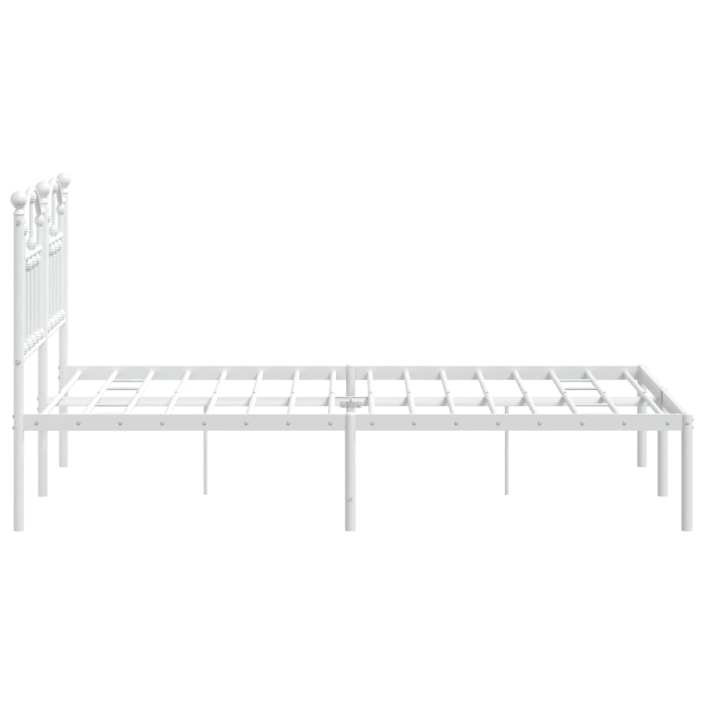 White Metal Bed Frame with Headboard - 120x200cm Mattress-Free