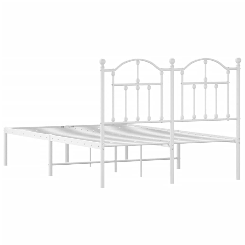 White Metal Bed Frame with Headboard - 120x200cm Mattress-Free