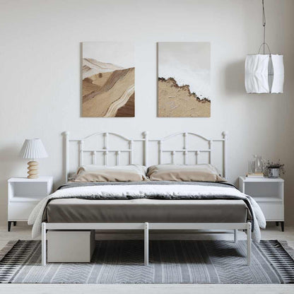 White Metal Bed Frame with Headboard - 183x213cm