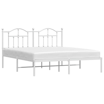 White Metal Bed Frame with Headboard - 183x213cm