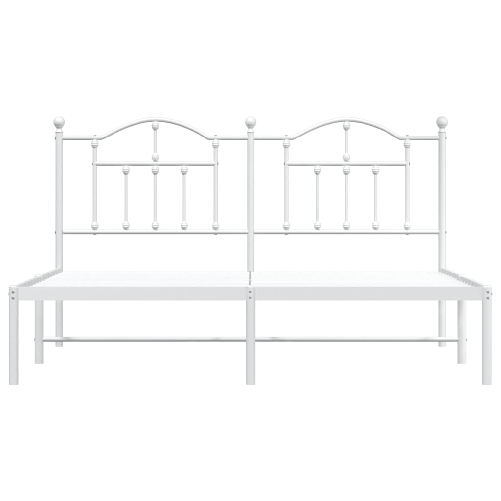 White Metal Bed Frame with Headboard - 183x213cm