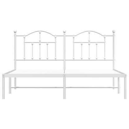 White Metal Bed Frame with Headboard - 183x213cm