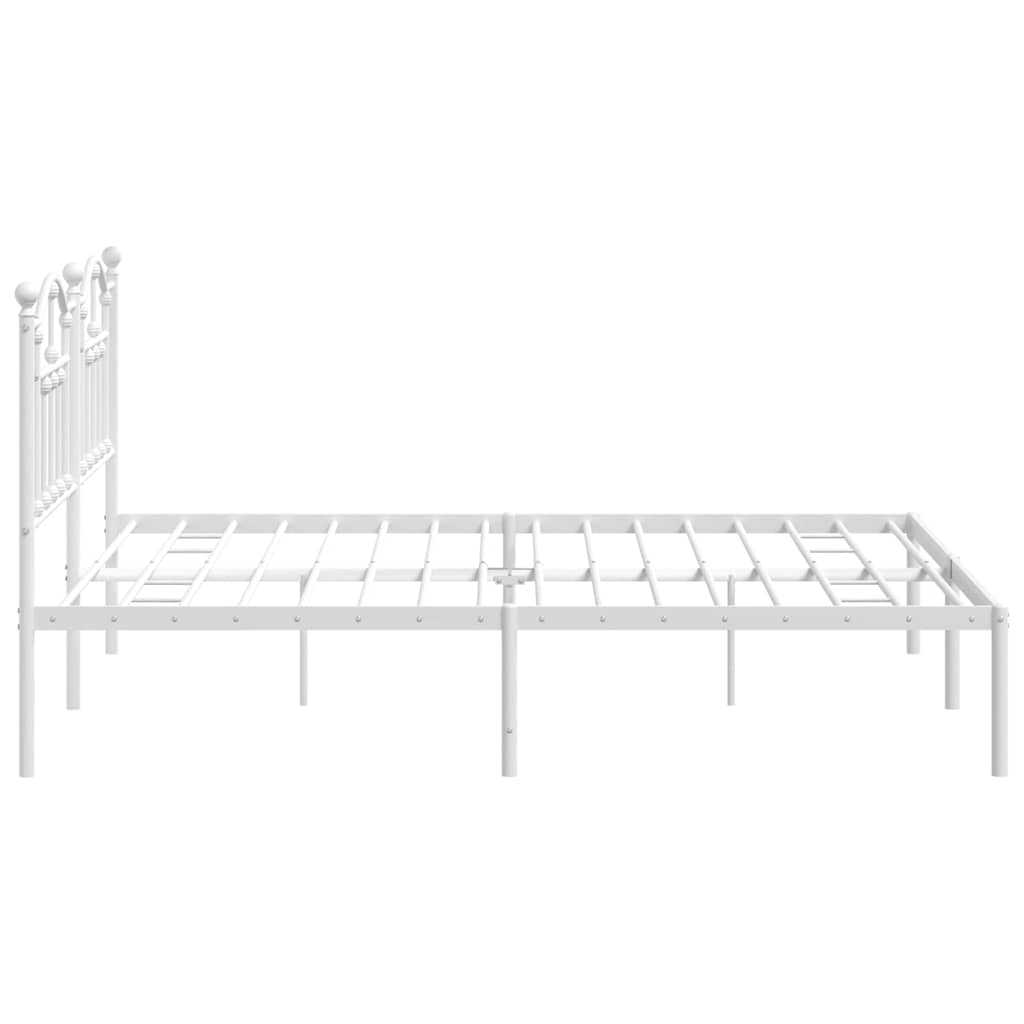 White Metal Bed Frame with Headboard - 183x213cm