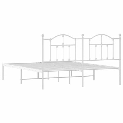White Metal Bed Frame with Headboard - 183x213cm