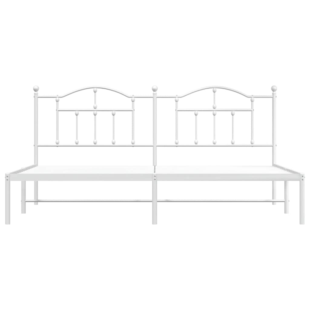 White Metal Bed Frame with Headboard - 193x203cm (Mattress Not Included)
