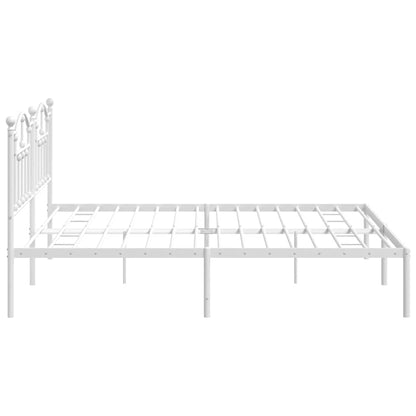 White Metal Bed Frame with Headboard - 193x203cm (Mattress Not Included)