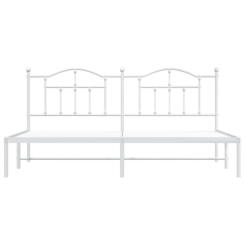 Stylish White Metal Bed Frame 200x200cm with Headboard - No Mattress