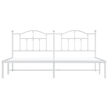 Stylish White Metal Bed Frame 200x200cm with Headboard - No Mattress