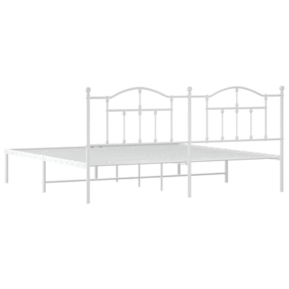 Stylish White Metal Bed Frame 200x200cm with Headboard - No Mattress