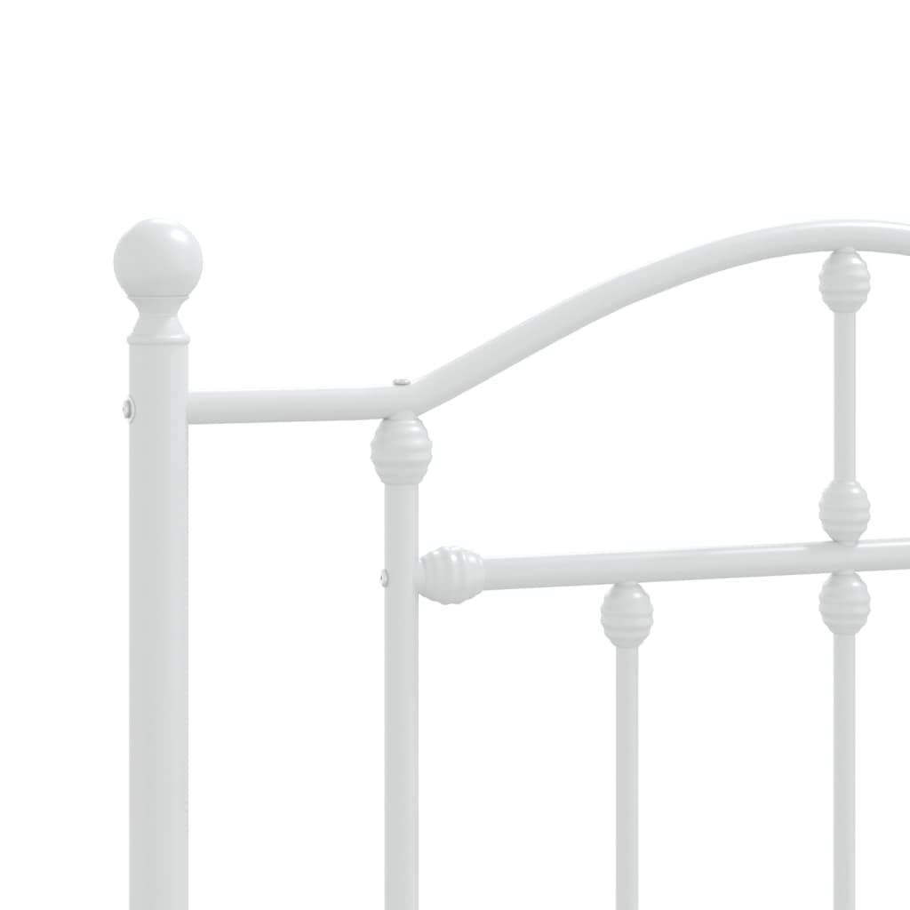 White Metal Bed Frame with Footboard - 90x190cm, No Mattress