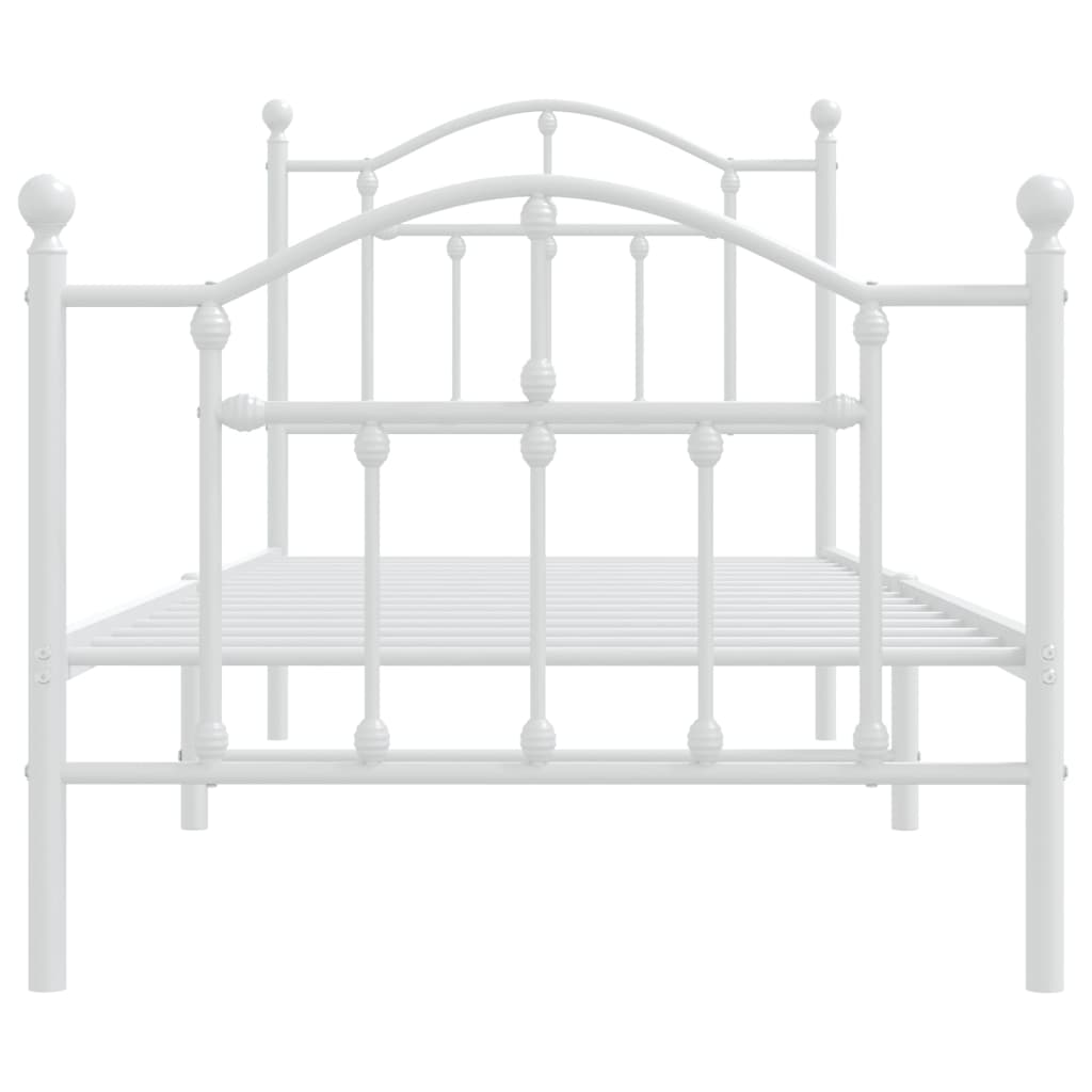 White Metal Bed Frame with Footboard - 90x200cm