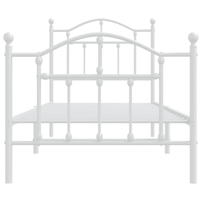 White Metal Bed Frame with Footboard - 90x200cm