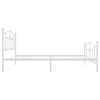 White Metal Bed Frame with Footboard - 90x200cm