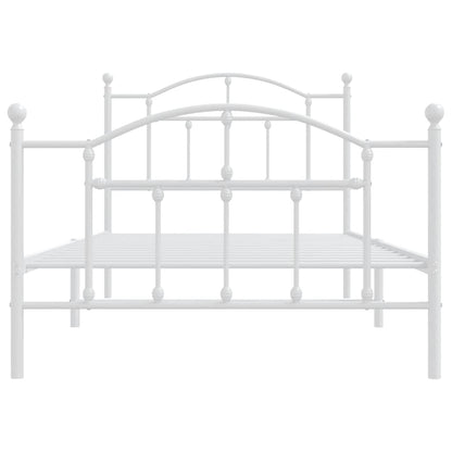 White Metal Bed Frame with Footboard, 100x190cm - No Mattress