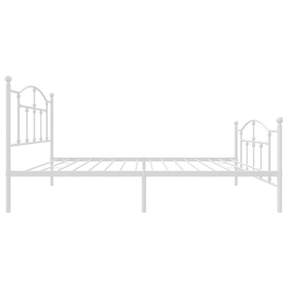 White Metal Bed Frame with Footboard, 100x190cm - No Mattress