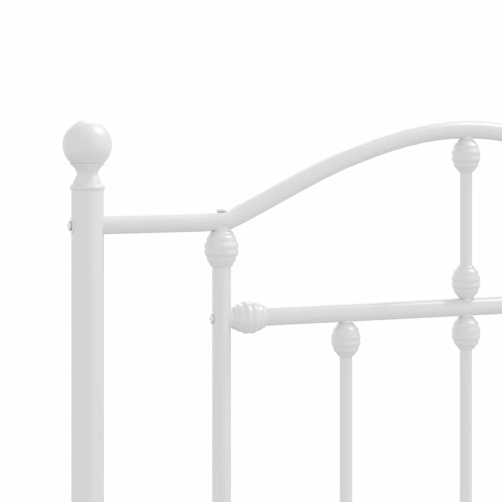 White Metal Bed Frame with Footboard, 100x190cm - No Mattress