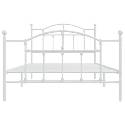 White Metal Bed Frame with Footboard - 107x203cm, No Mattress