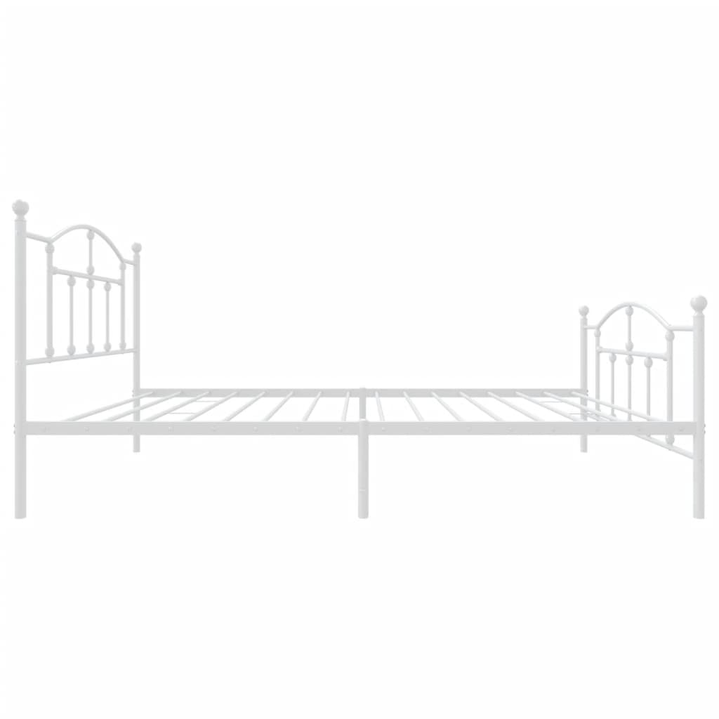 White Metal Bed Frame with Footboard - 107x203cm, No Mattress
