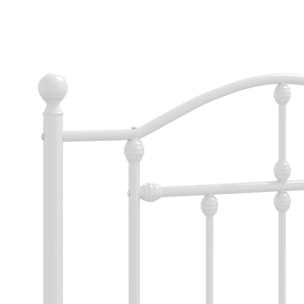 White Metal Bed Frame with Footboard - 107x203cm, No Mattress