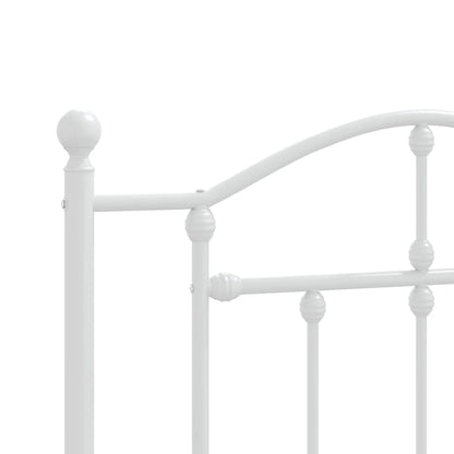 White Metal Bed Frame with Footboard - 107x203cm, No Mattress