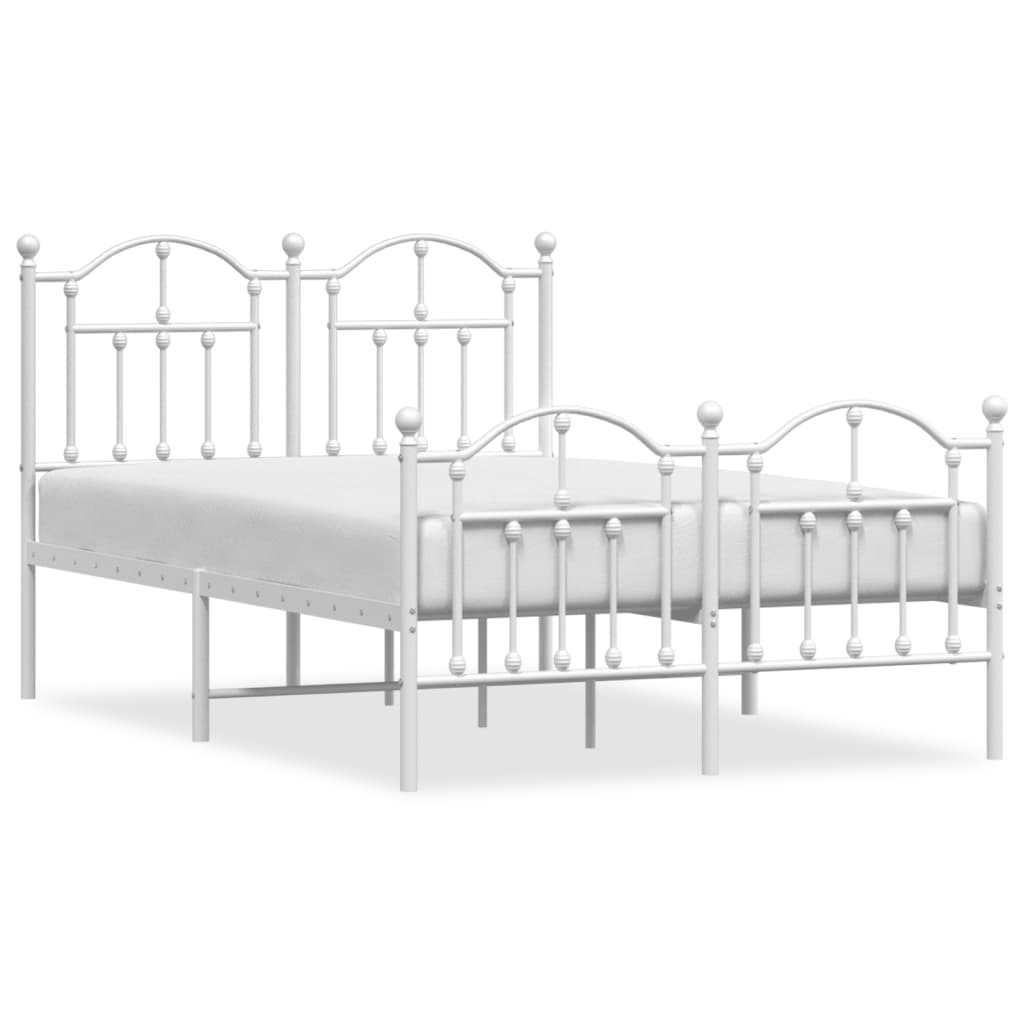 White Metal Bed Frame with Footboard 120x190cm - No Mattress