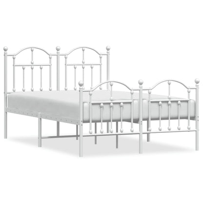White Metal Bed Frame with Footboard 120x190cm - No Mattress