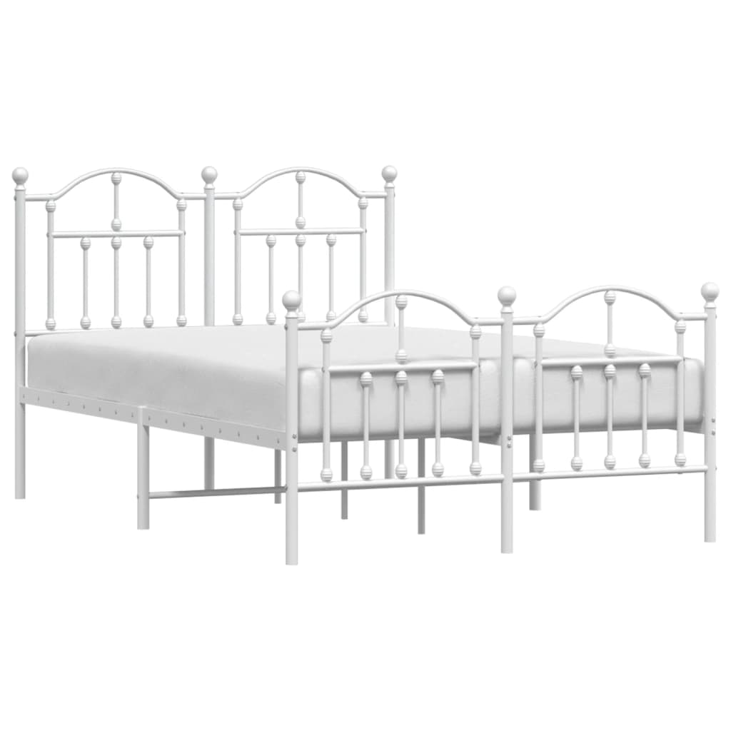 White Metal Bed Frame with Footboard 120x190cm - No Mattress