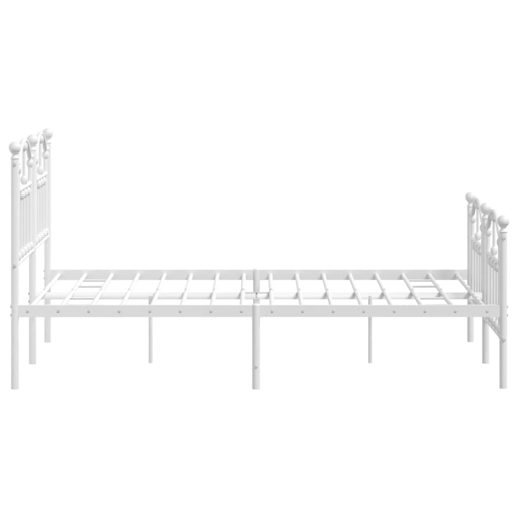 White Metal Bed Frame with Footboard 120x190cm - No Mattress