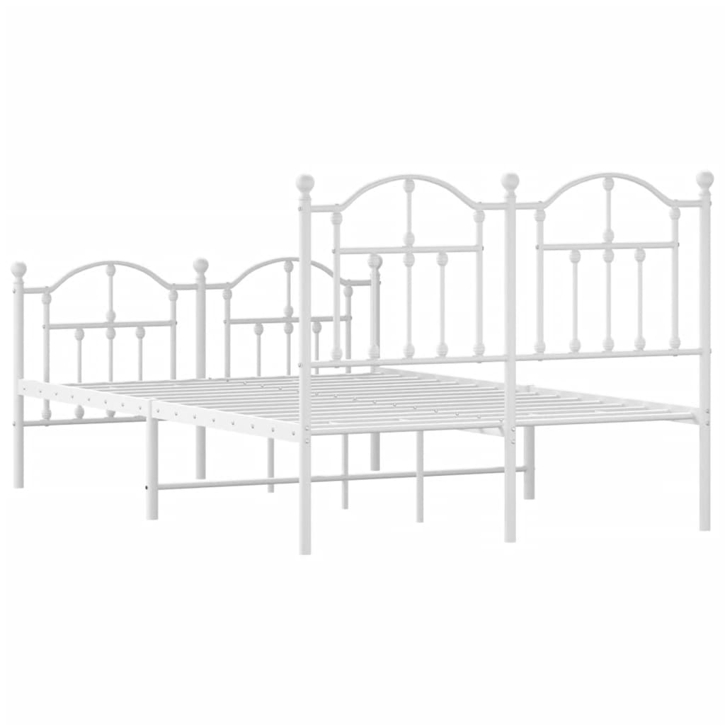 White Metal Bed Frame with Footboard 120x190cm - No Mattress