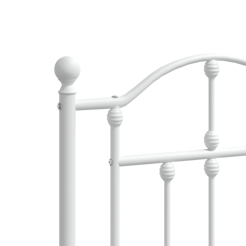 White Metal Bed Frame with Footboard 120x190cm - No Mattress
