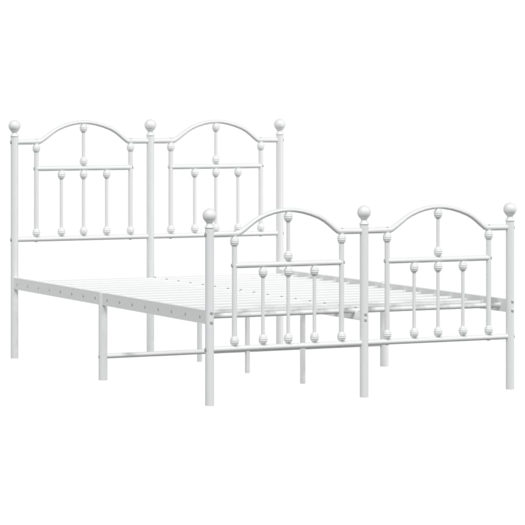 White Metal Bed Frame 120x200cm with Footboard - No Mattress