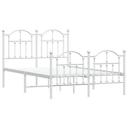 White Metal Bed Frame 120x200cm with Footboard - No Mattress