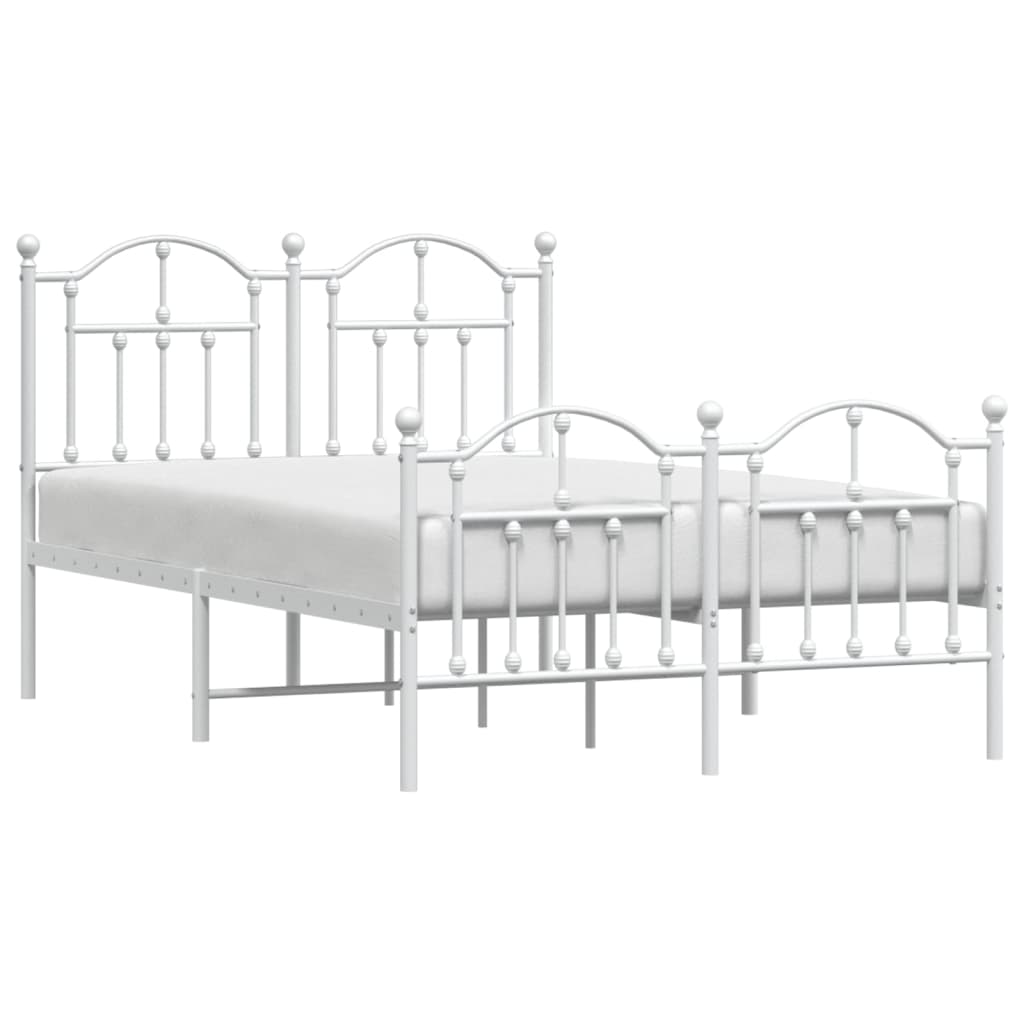 White Metal Bed Frame 120x200cm with Footboard - No Mattress