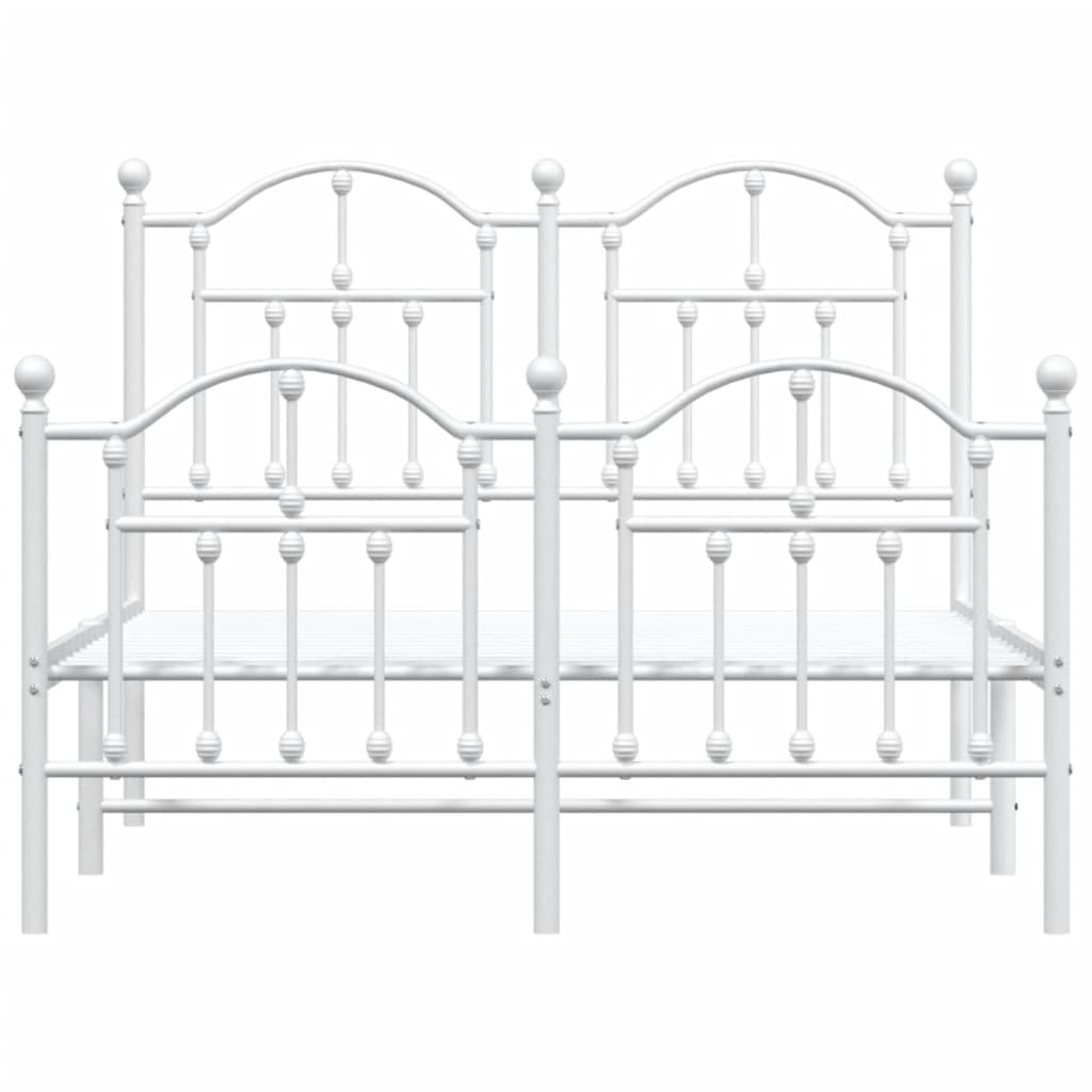 White Metal Bed Frame 120x200cm with Footboard - No Mattress
