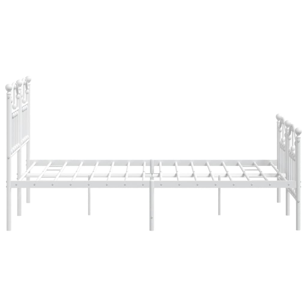 White Metal Bed Frame 120x200cm with Footboard - No Mattress