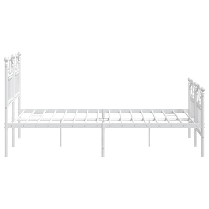 White Metal Bed Frame 120x200cm with Footboard - No Mattress