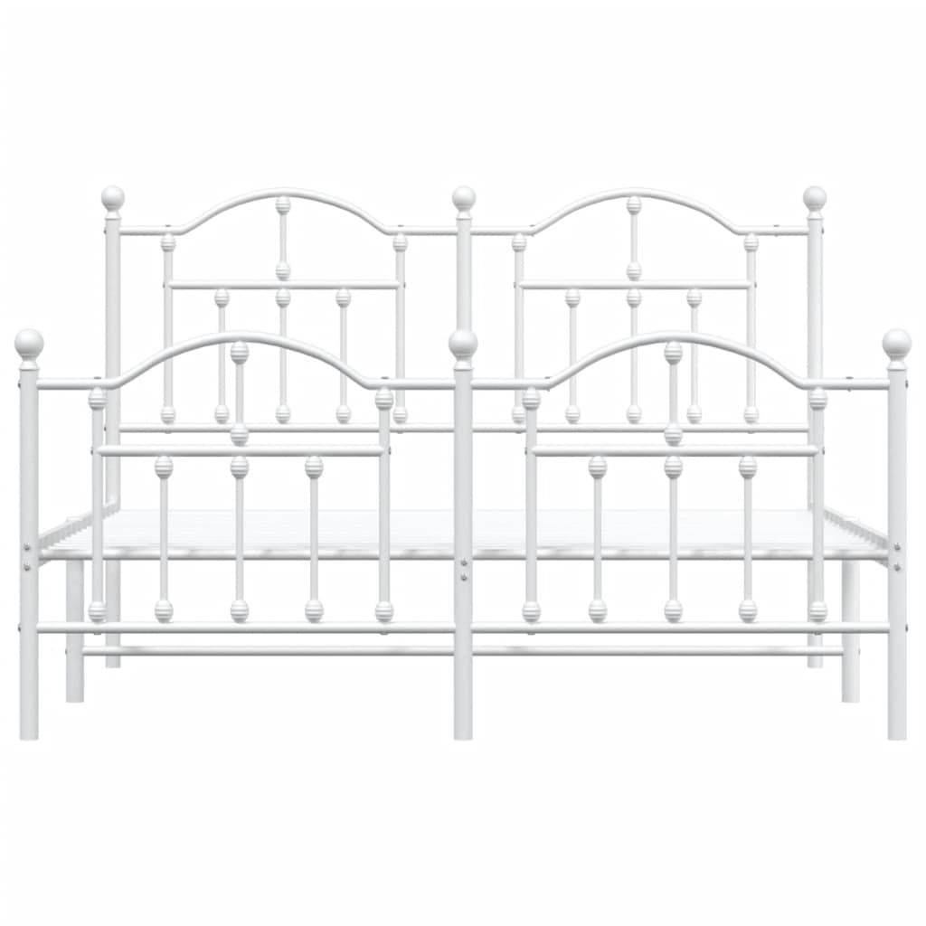 White Metal Bed Frame with Footboard, No Mattress, 140x200cm