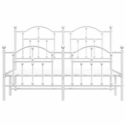 White Metal Bed Frame with Footboard, No Mattress, 140x200cm